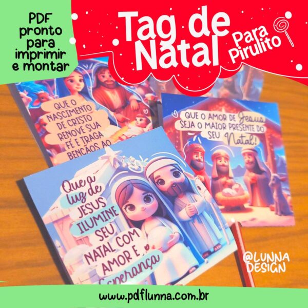 Tag de pirulito natal cristão