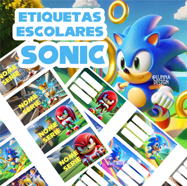 Etiquetas escolares Sonic - Editável